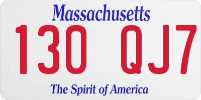 MA license plate 130QJ7