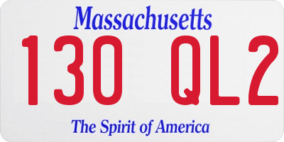 MA license plate 130QL2