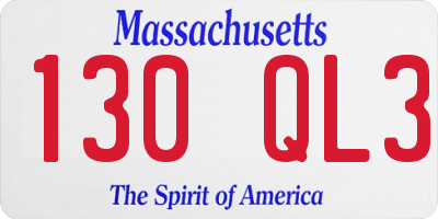 MA license plate 130QL3