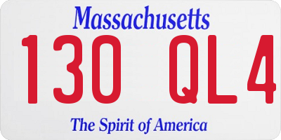 MA license plate 130QL4