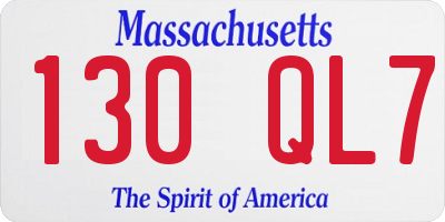 MA license plate 130QL7