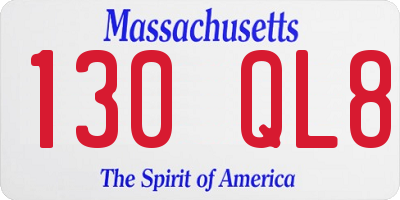 MA license plate 130QL8