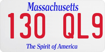 MA license plate 130QL9