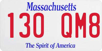 MA license plate 130QM8