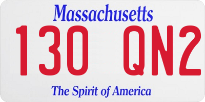 MA license plate 130QN2