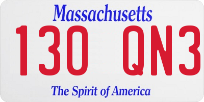 MA license plate 130QN3