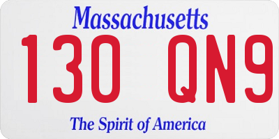MA license plate 130QN9