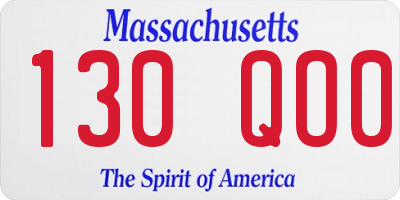 MA license plate 130QO0