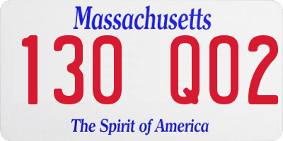MA license plate 130QO2