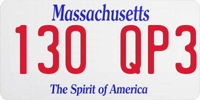 MA license plate 130QP3