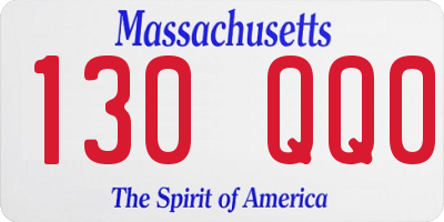 MA license plate 130QQ0