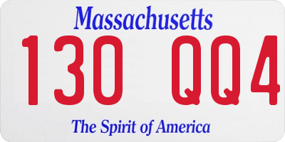 MA license plate 130QQ4
