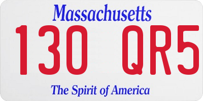 MA license plate 130QR5