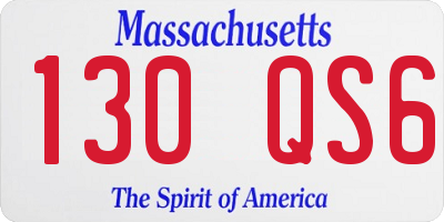 MA license plate 130QS6
