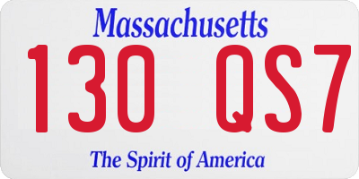 MA license plate 130QS7