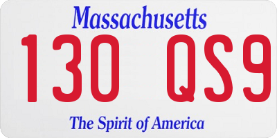 MA license plate 130QS9