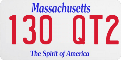 MA license plate 130QT2