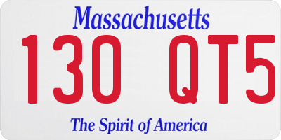 MA license plate 130QT5
