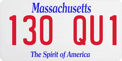 MA license plate 130QU1