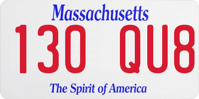 MA license plate 130QU8