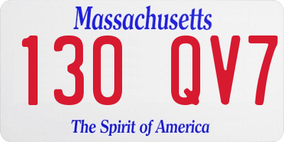 MA license plate 130QV7