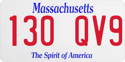 MA license plate 130QV9
