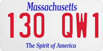 MA license plate 130QW1