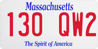 MA license plate 130QW2