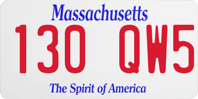 MA license plate 130QW5