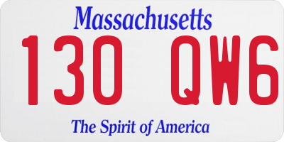 MA license plate 130QW6