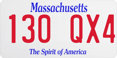 MA license plate 130QX4