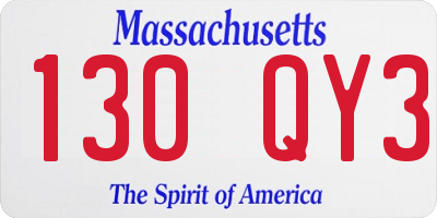 MA license plate 130QY3
