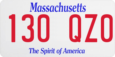 MA license plate 130QZ0