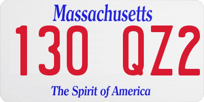 MA license plate 130QZ2