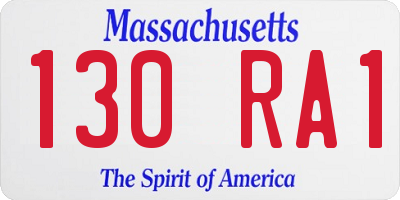 MA license plate 130RA1