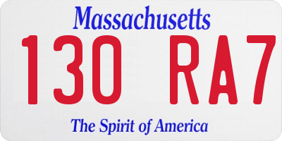 MA license plate 130RA7