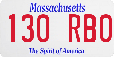 MA license plate 130RB0