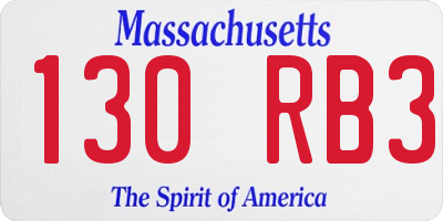 MA license plate 130RB3