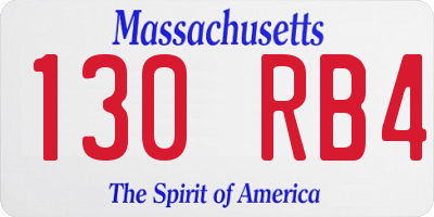 MA license plate 130RB4