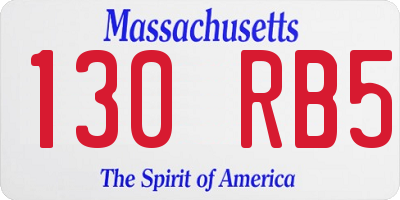 MA license plate 130RB5