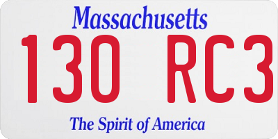 MA license plate 130RC3