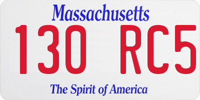 MA license plate 130RC5
