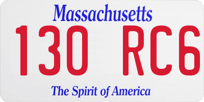 MA license plate 130RC6