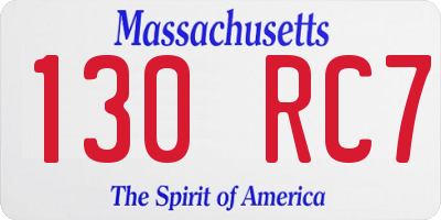 MA license plate 130RC7