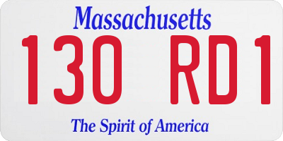 MA license plate 130RD1