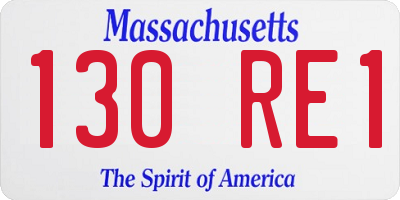 MA license plate 130RE1