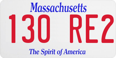 MA license plate 130RE2