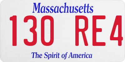 MA license plate 130RE4