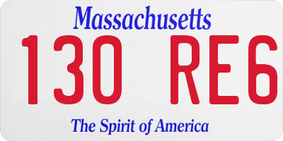 MA license plate 130RE6