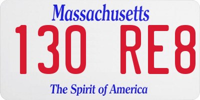 MA license plate 130RE8